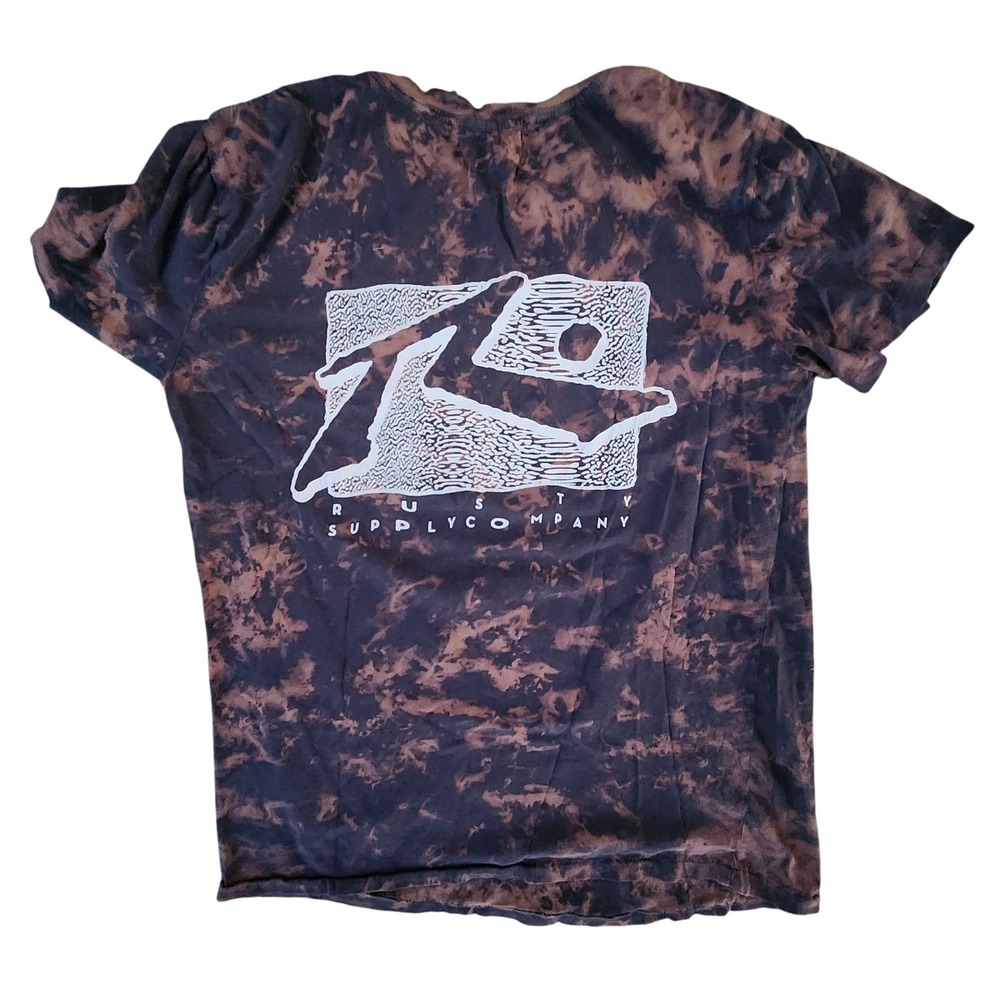 Rusty Supply Company T-Shirt Bleach Tie Dye Graphic‎ Tee Casual Grunge